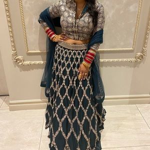 Bottle green lehenga